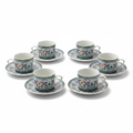 Coffret 6 tasses à café en porcelaine avec motifs floraux